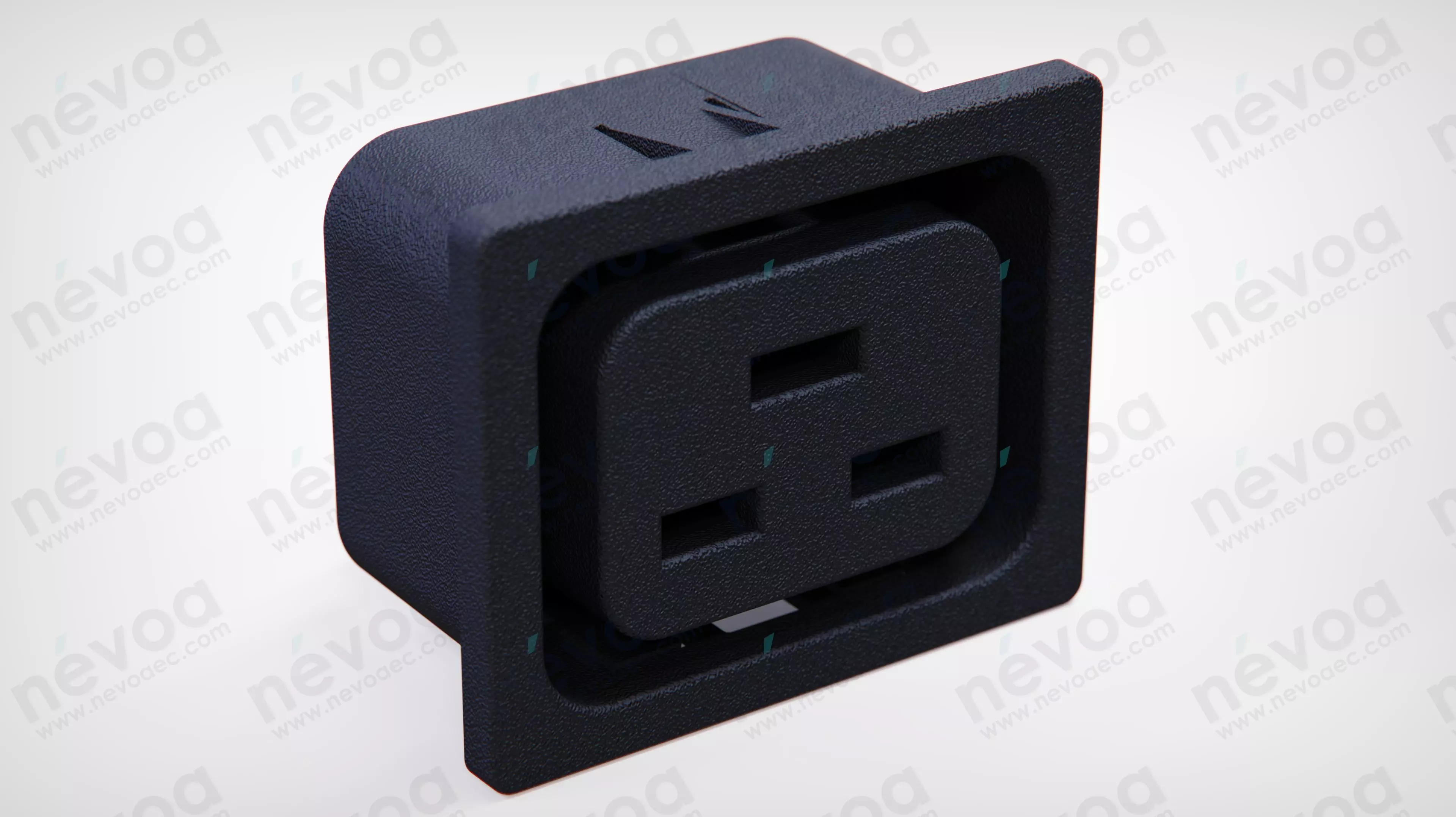 IEC Appliance Outlet J - 4797 - Snap-in version from front side 3D model