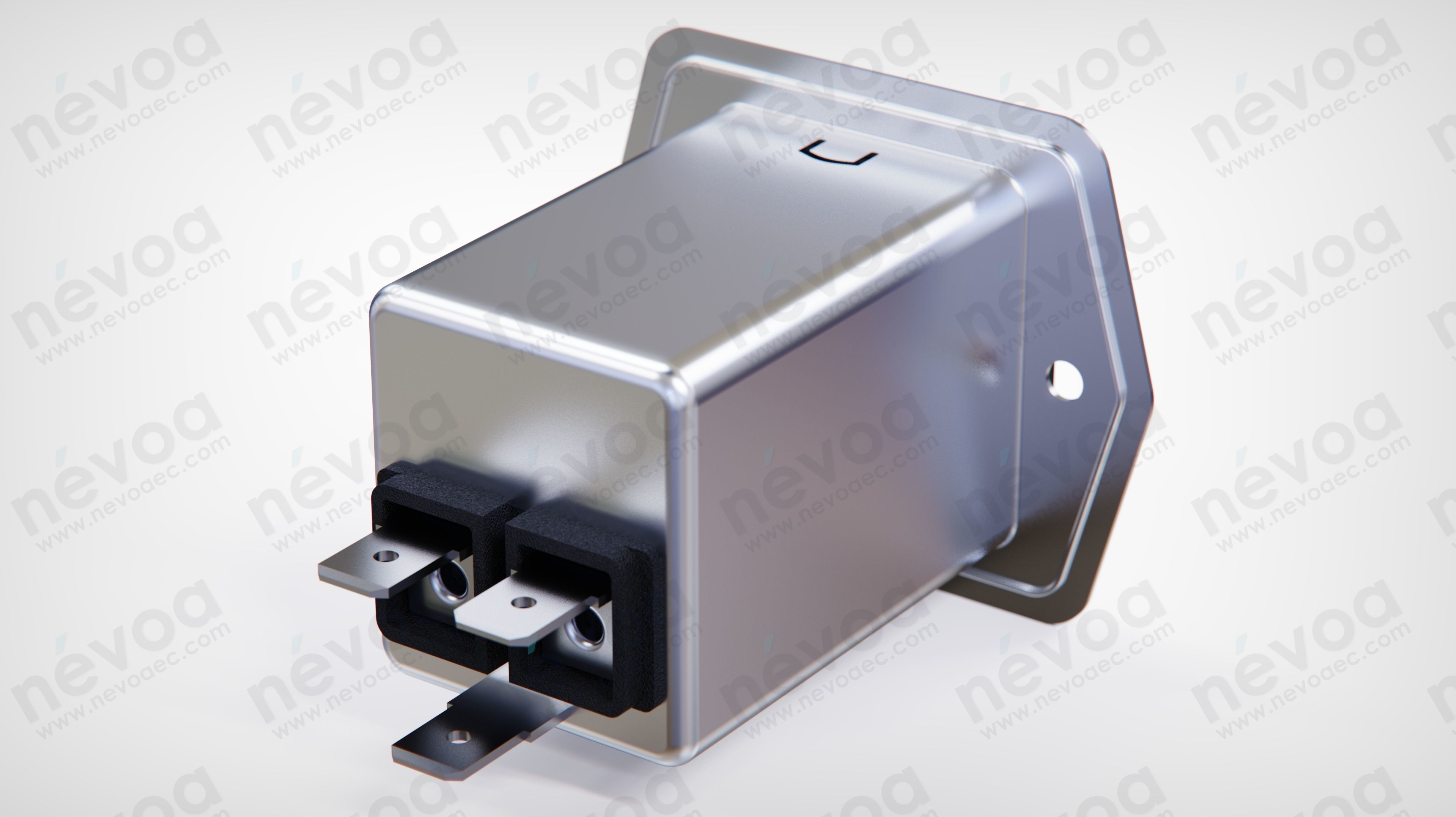 IEC Appliance Inlet - 5707 - Screw-on version from front or rear 3D model_1
