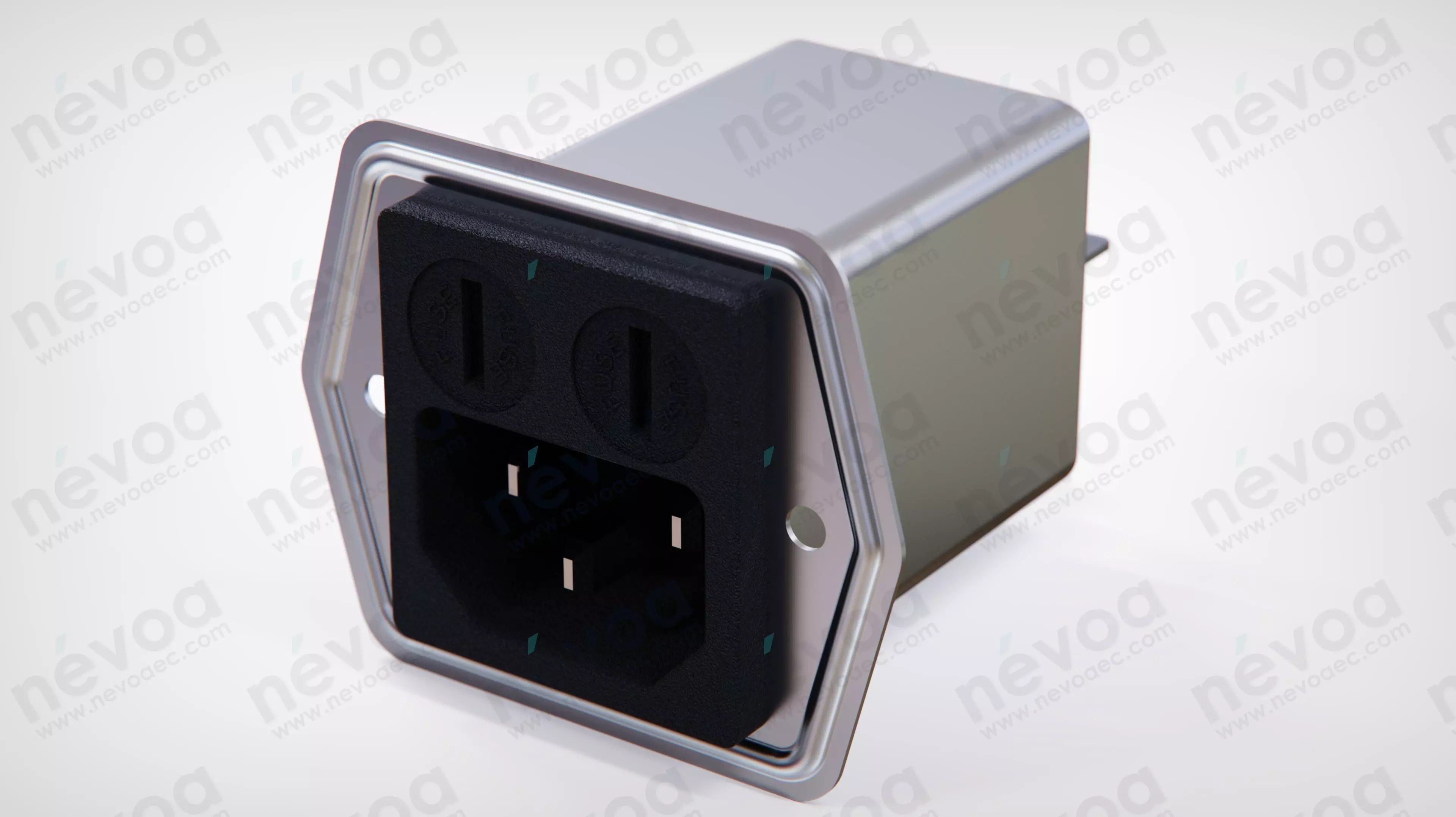 IEC Appliance Inlet - 5707 - Screw-on version from front or rear 3D model_0