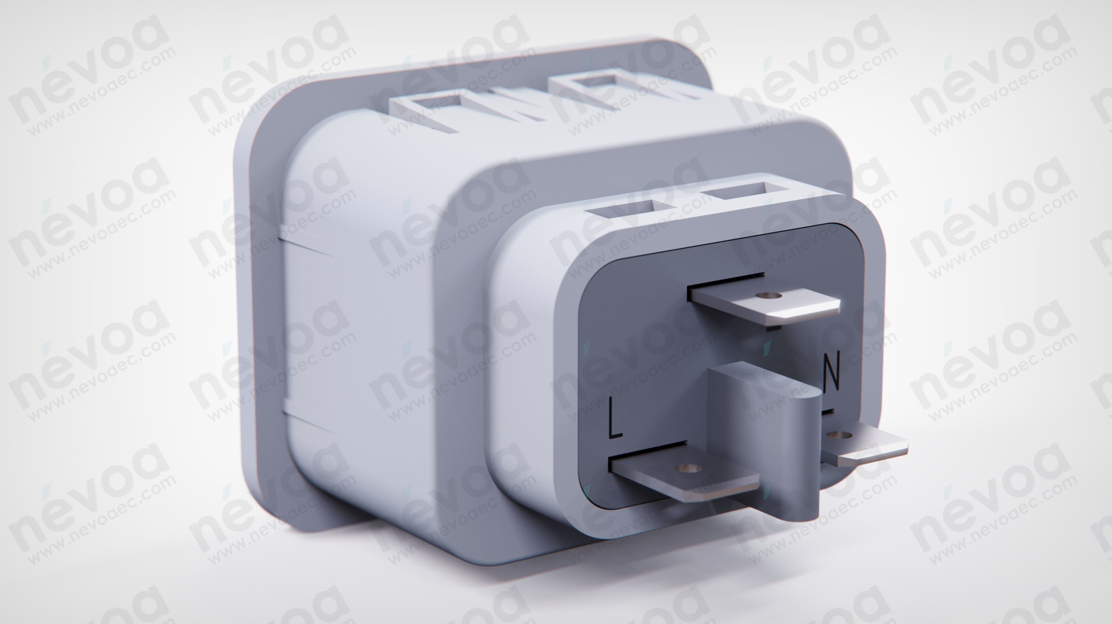 IEC Appliance Outlet J - 5213 - Snap-in version from front side 3D model_1