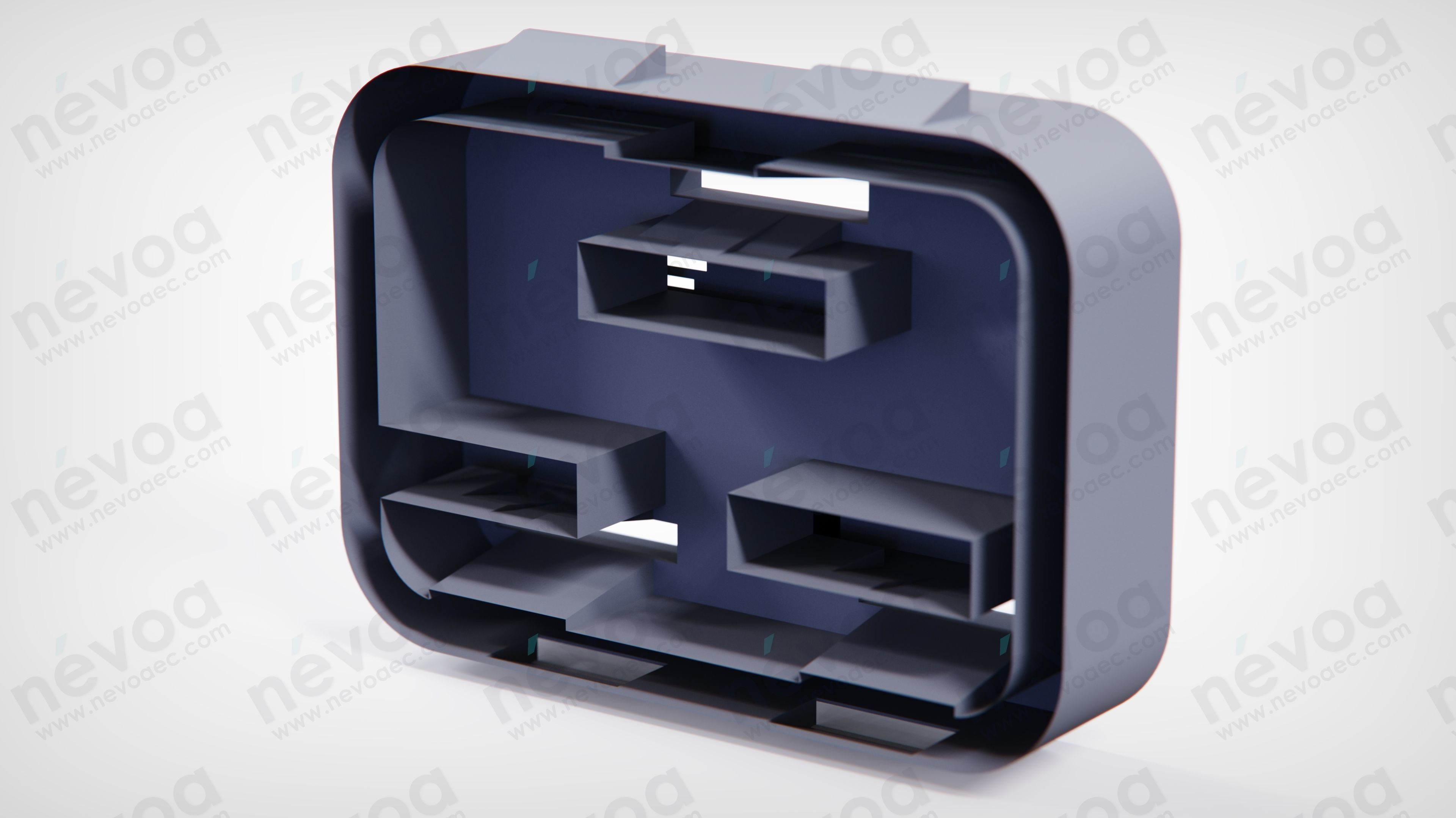 IEC Appliance Outlet J - 5213 - Snap-in version from front side 3D model_2