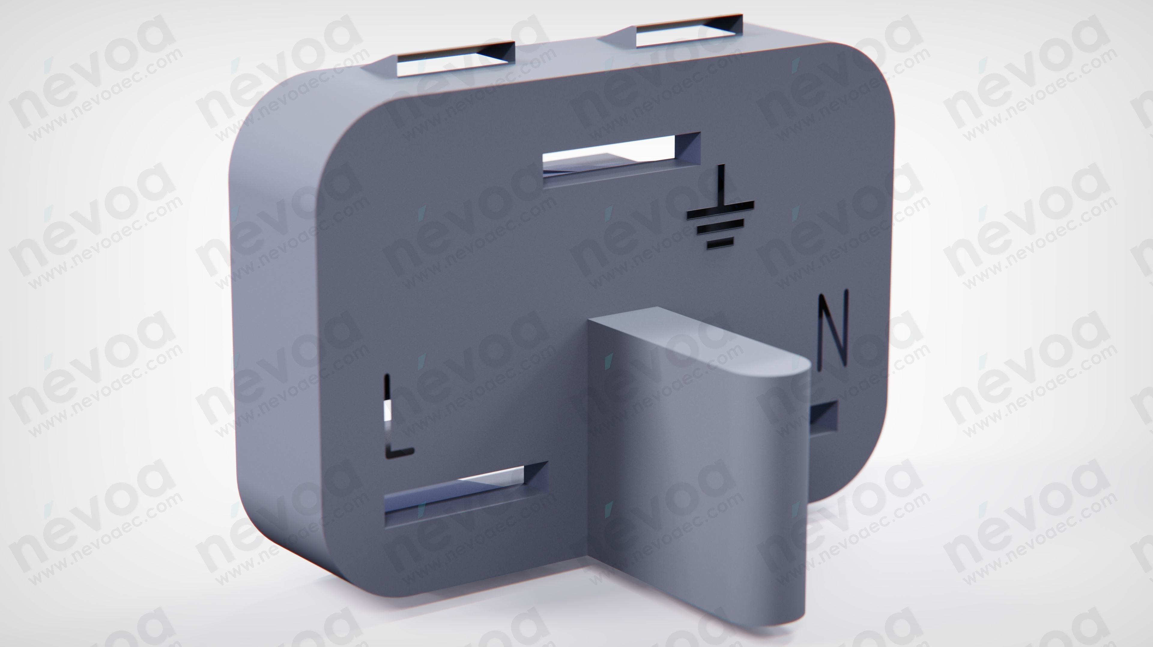 IEC Appliance Outlet J - 5213 - Snap-in version from front side 3D model_3