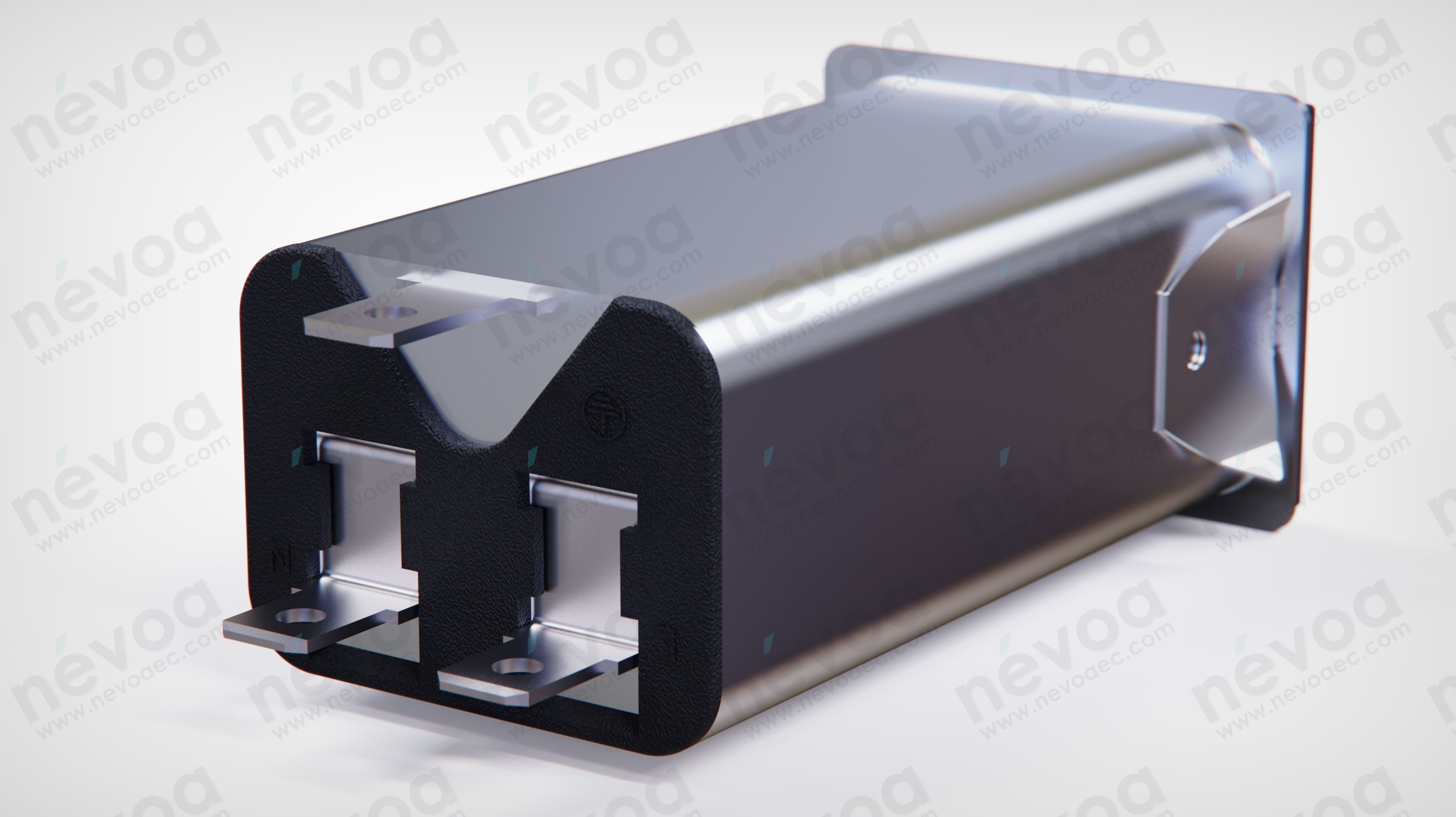 IEC Appliance Inlet C20 - C20F - Snap-in mounting from front 3D model_1