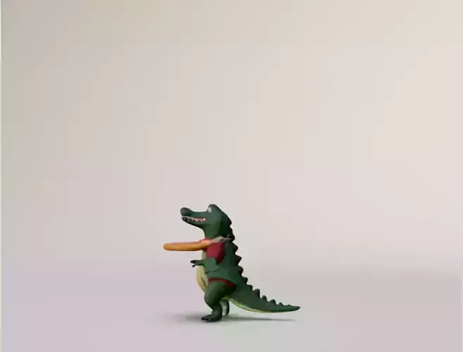 Crocodile Delivering Pizza 3D print model