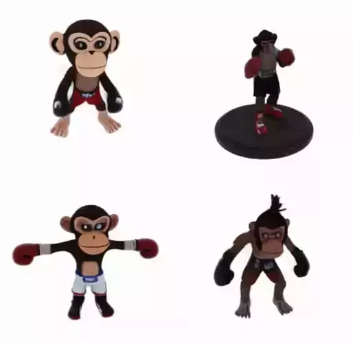 Boxer Monkey 4 Different Style 3D print model