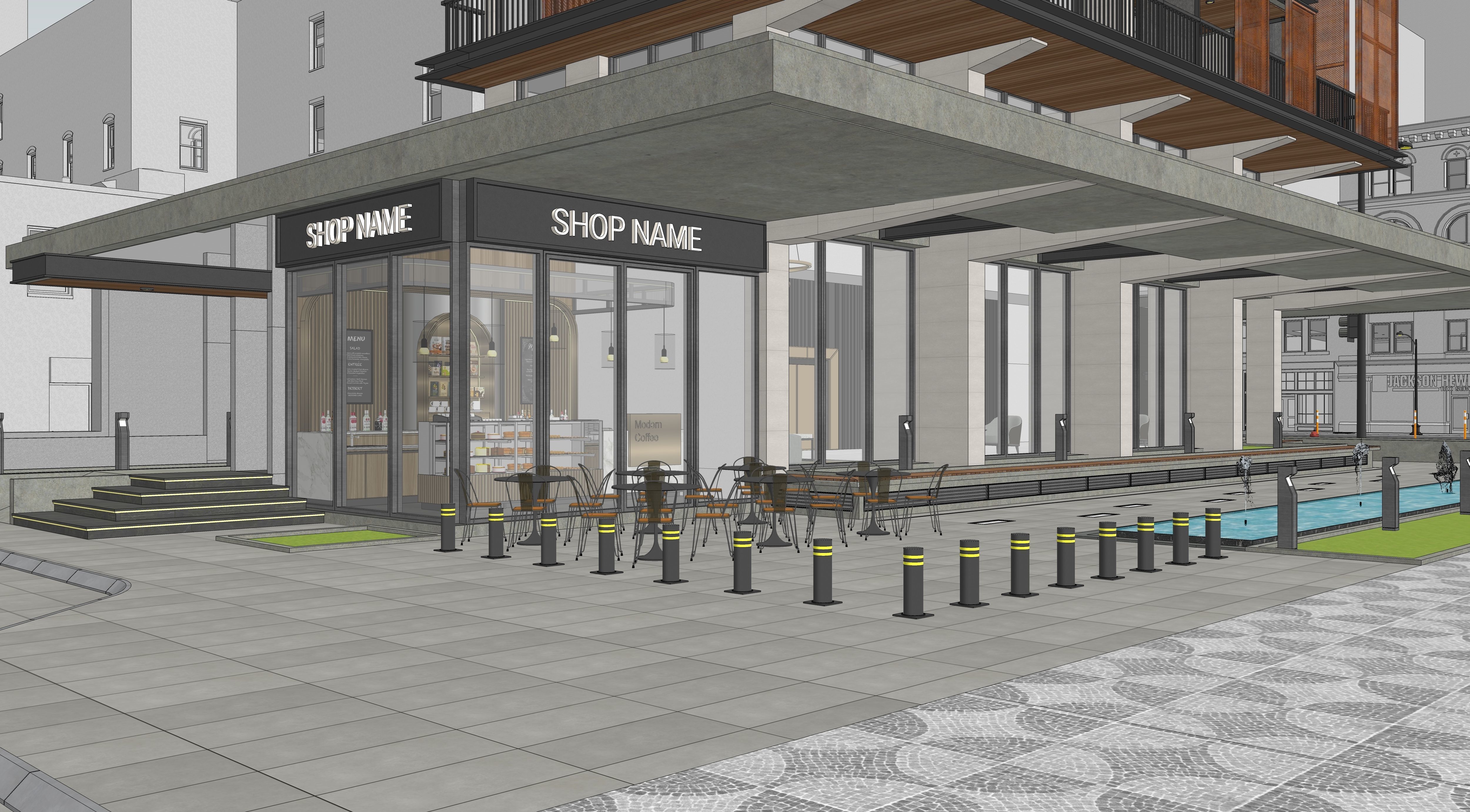 Residential Highrise Building Exterior Scene 3D model_22