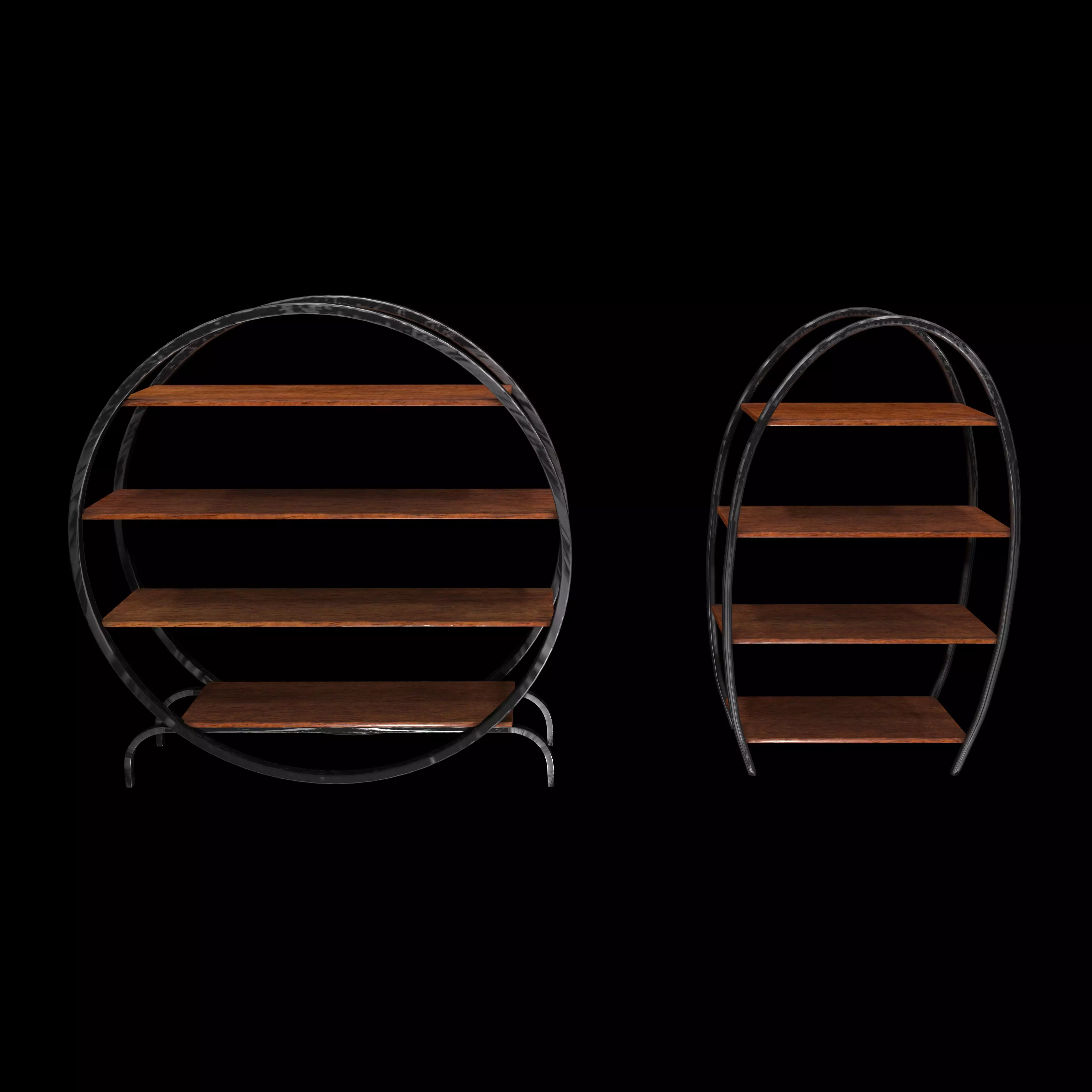 Circular Bookshelf Low-poly 3D model_0