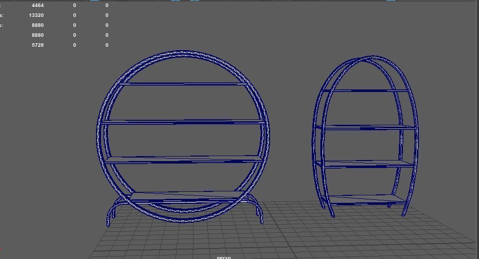 Circular Bookshelf Low-poly 3D model_5