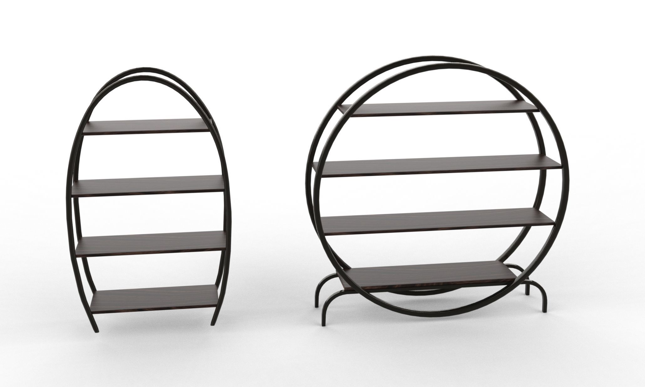 Circular Bookshelf Low-poly 3D model_9