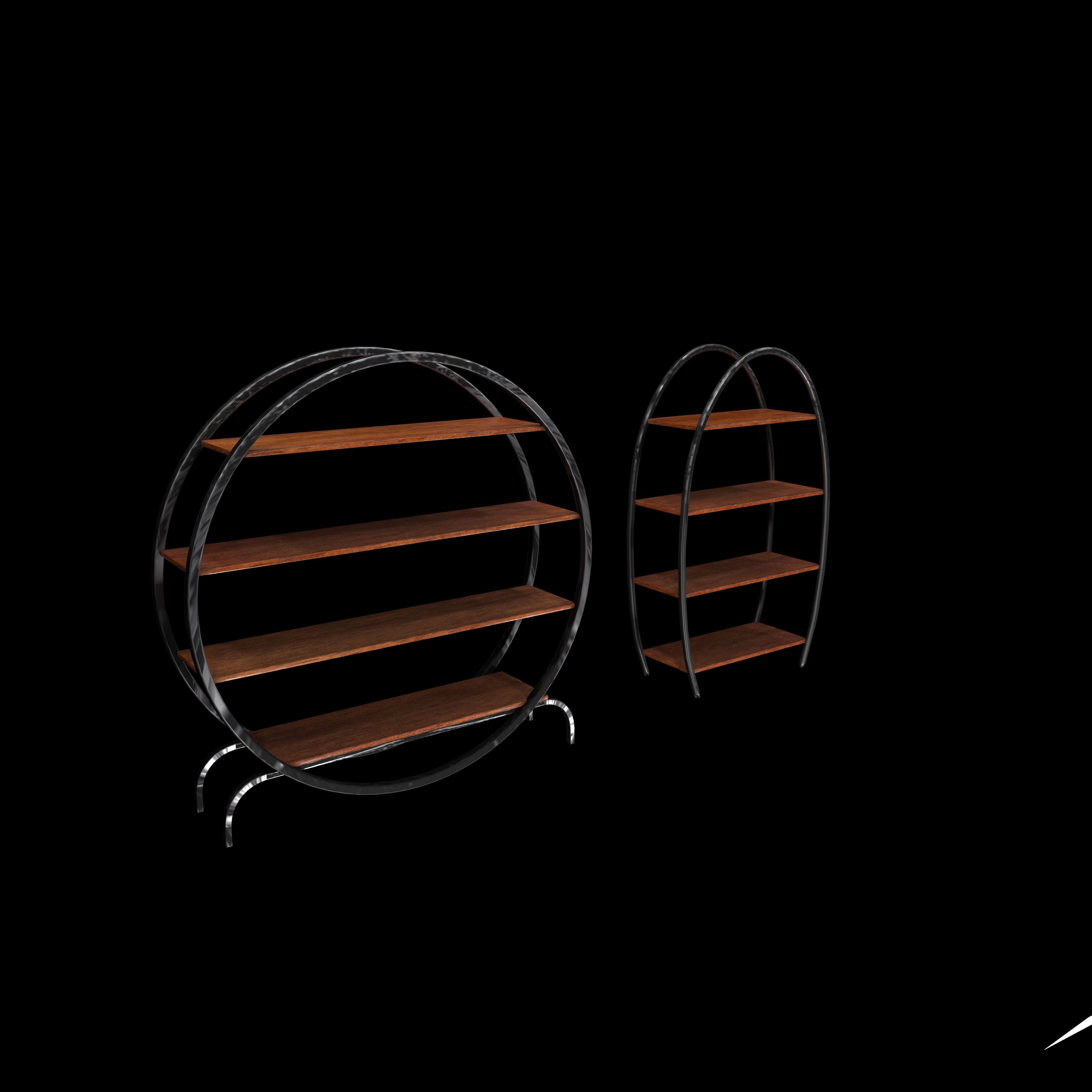 Circular Bookshelf Low-poly 3D model_2