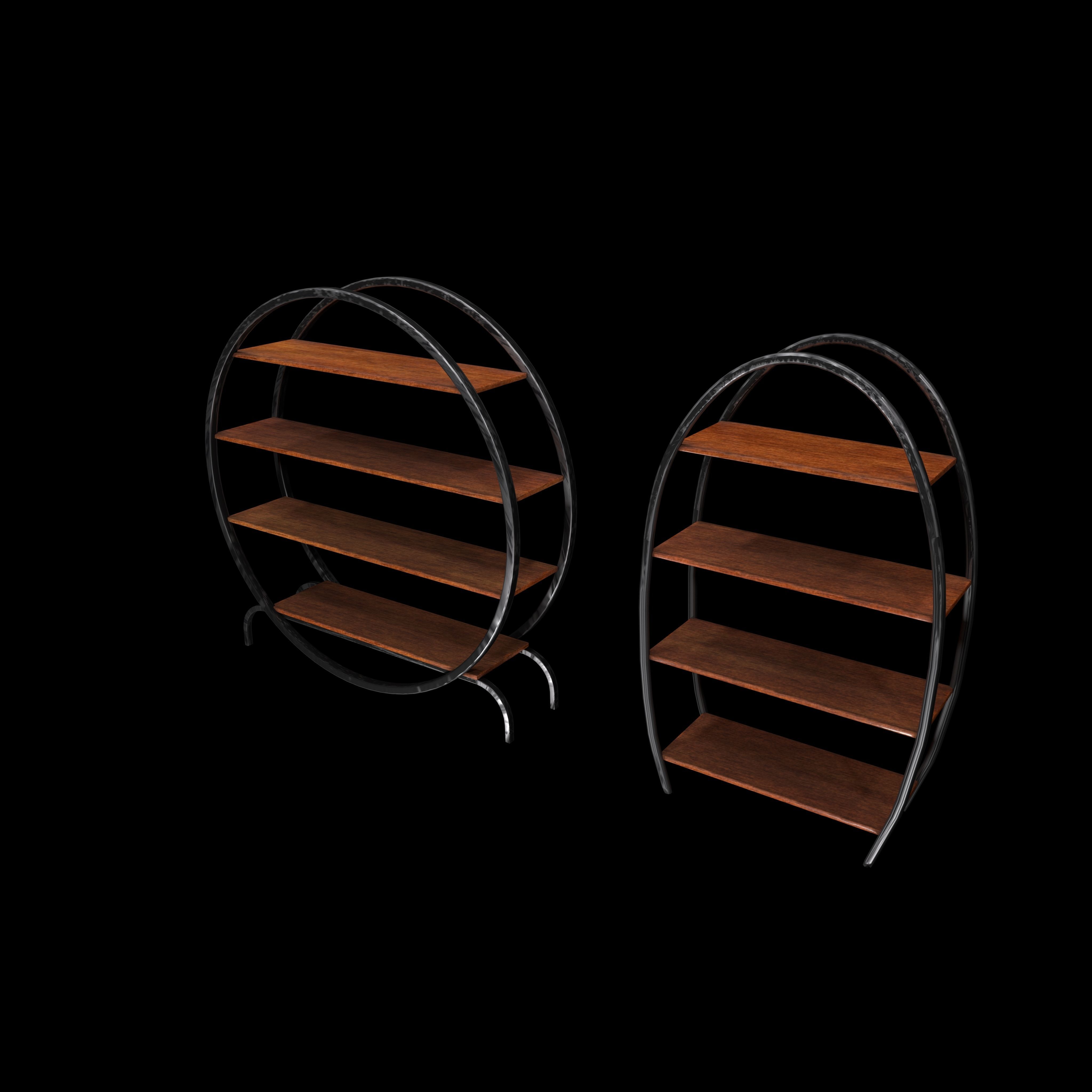 Circular Bookshelf Low-poly 3D model_3