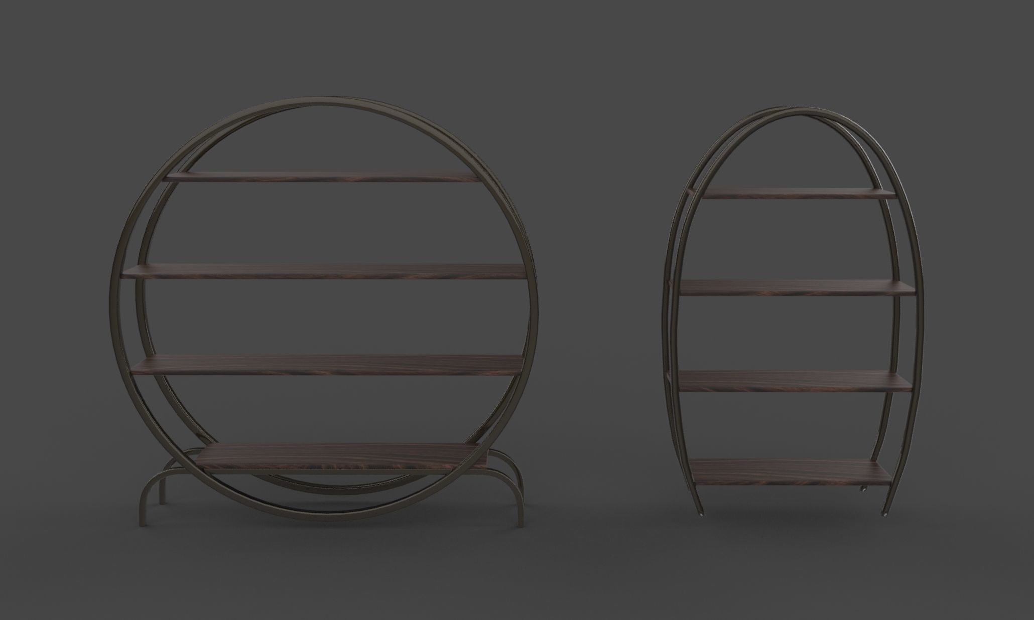 Circular Bookshelf Low-poly 3D model_7