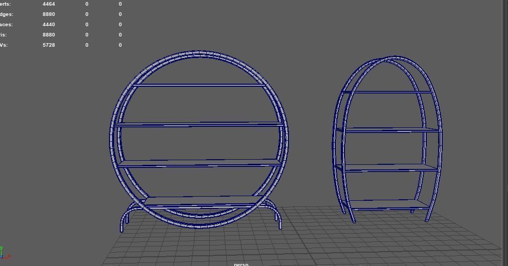 Circular Bookshelf Low-poly 3D model_4