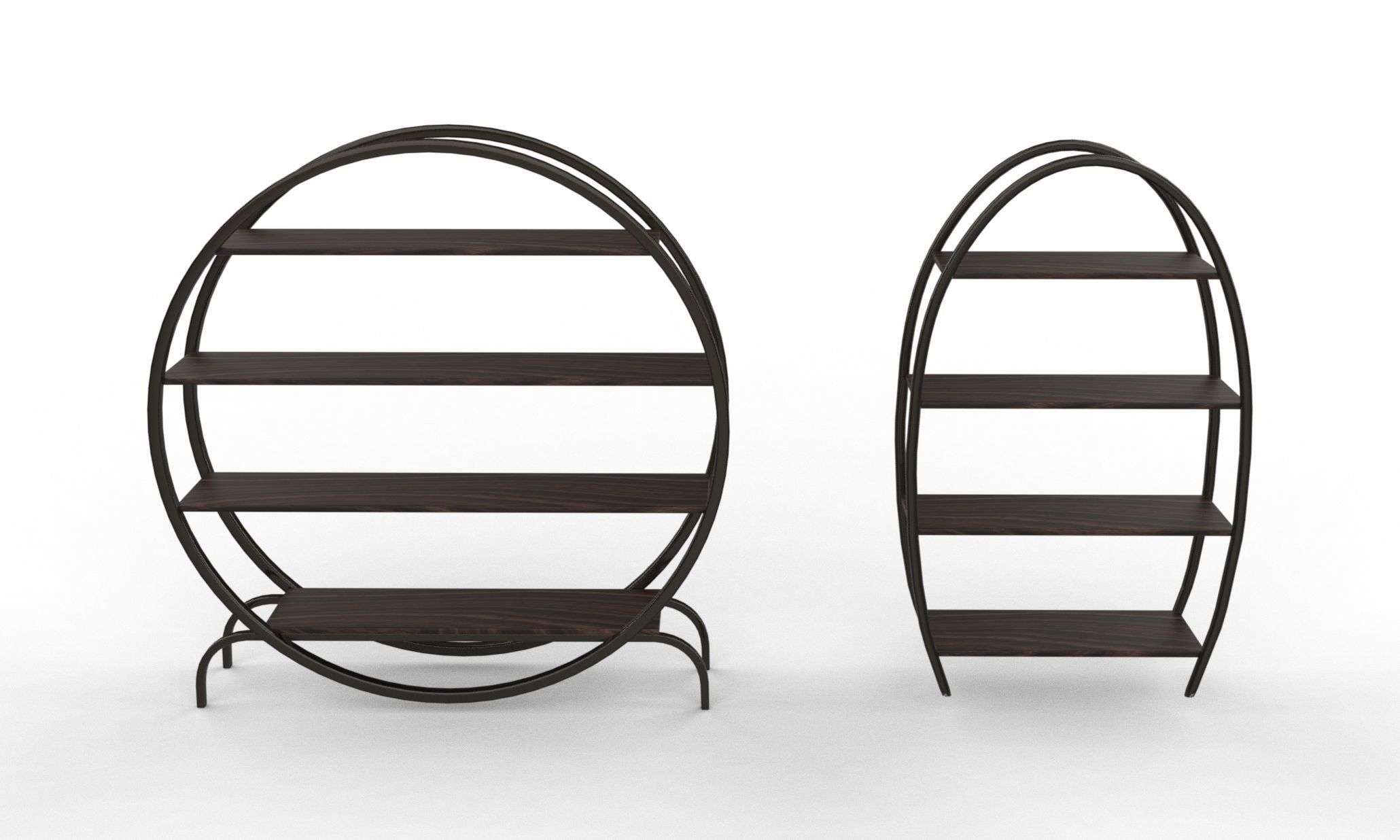 Circular Bookshelf Low-poly 3D model_8