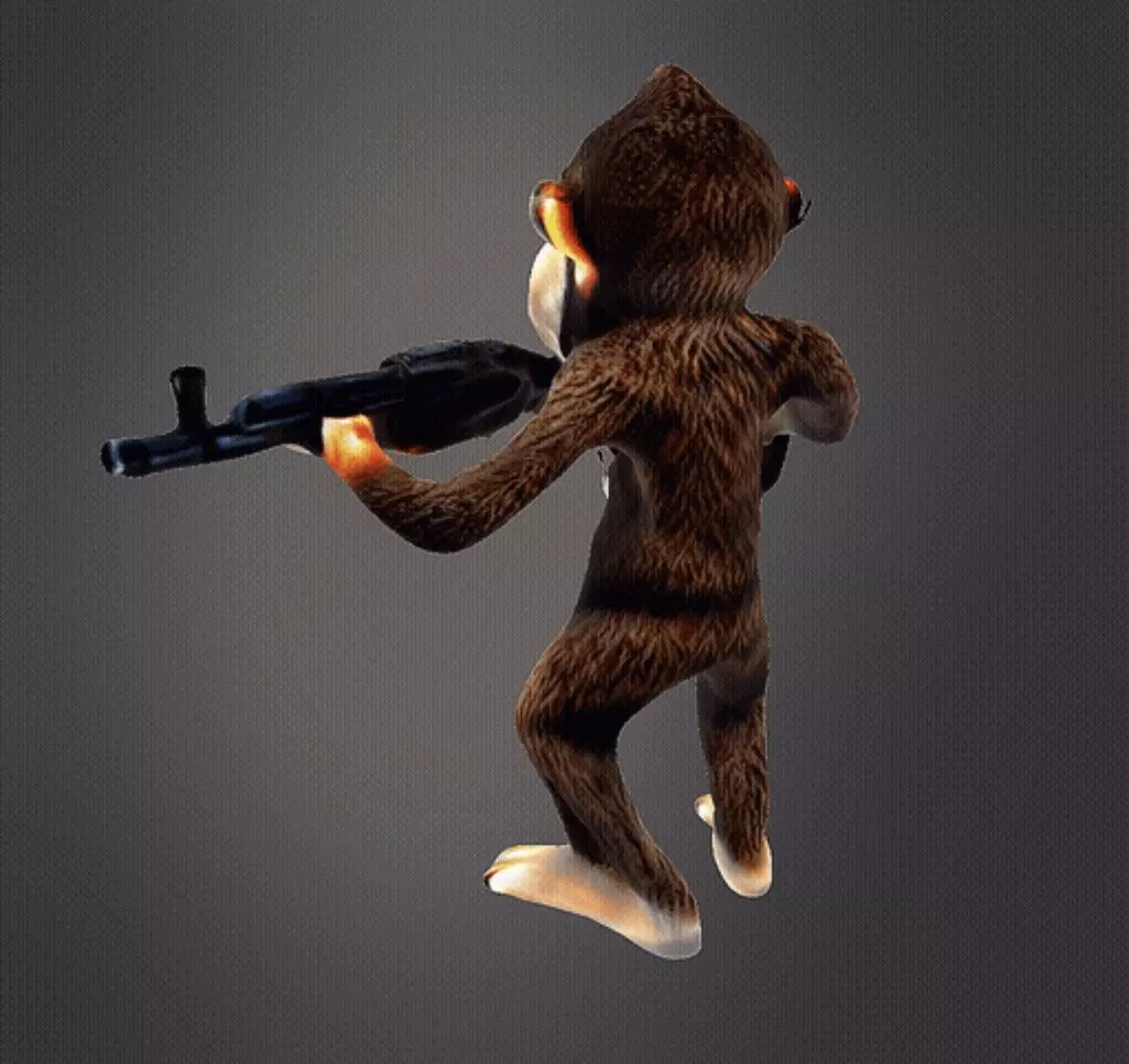 Monkey Using Ak-47 3D print model