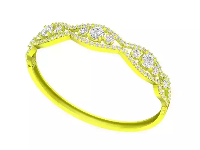 A6365 Luxury Diamond Women Bangle Bracelets 3D Model