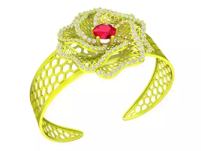 A6406 Italy Ultra Vision Diamond Flower Bangle 3D Model