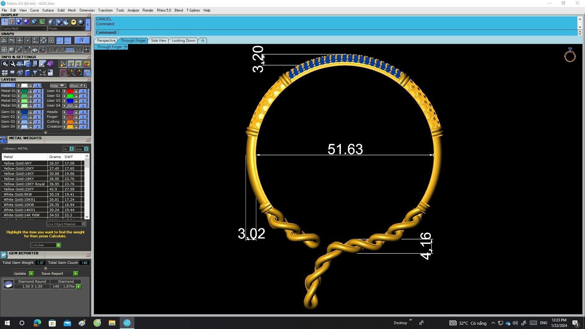 A6428 Italy Diamond Men Bangle Bracelets 3D Model 3D print model_6