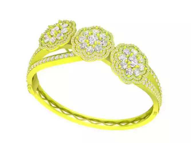 A6429 Italy Diamond Flower Women Bangle Bracelets 3D Model