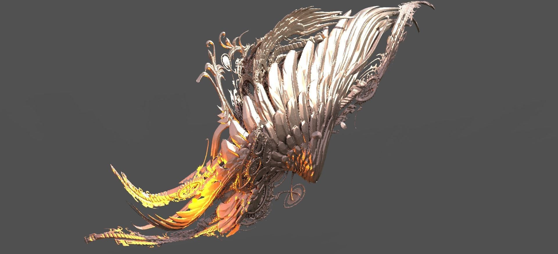 Distorted Time mechanical wing 3D model_1