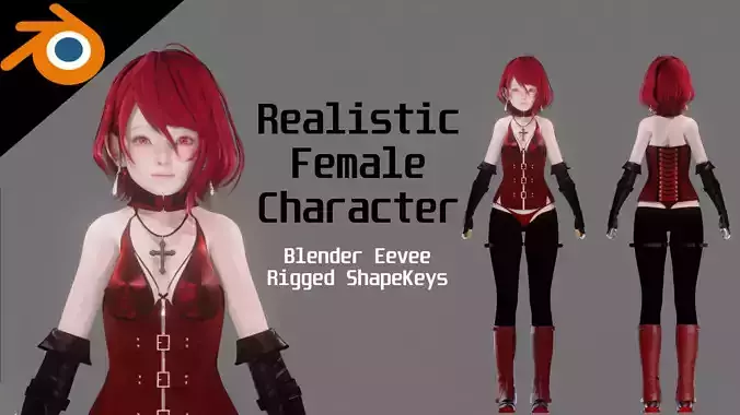 Blood Assassin Girl - Realistic Female Character - Blender Eevee