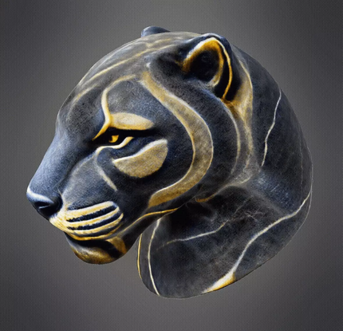 Marble Panther Face Bust 3D print model