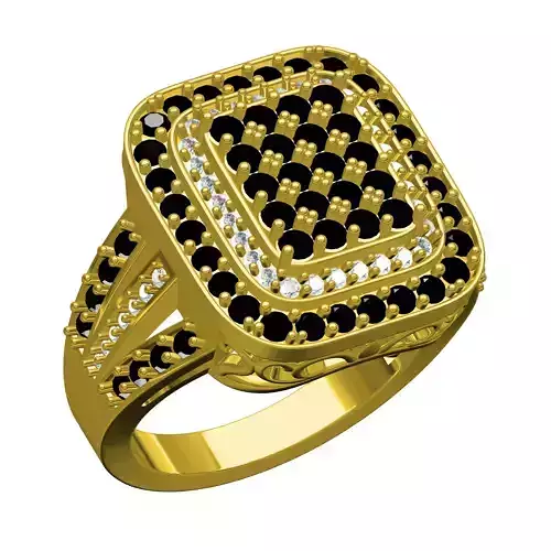 Black and White Diamond Cocktail Ring for Men