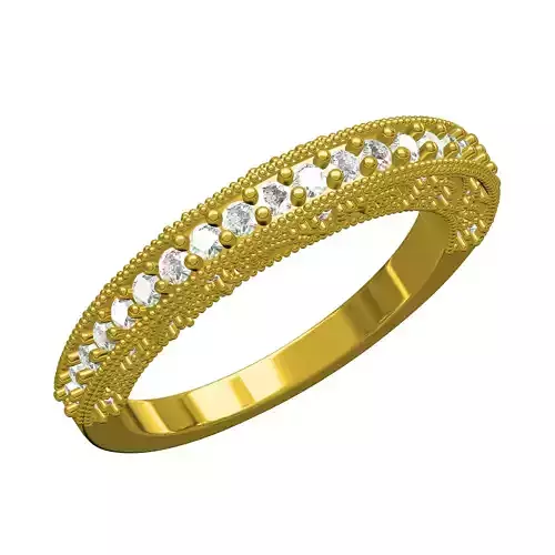 ArtDeco Half Way Milgrain Wedding Band