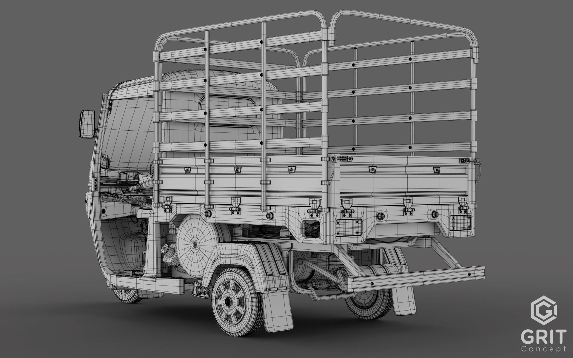 TRICYCLE - RICKSHAW - PIAGGIO - CARGO 3D MODEL Low-poly 3D model_9