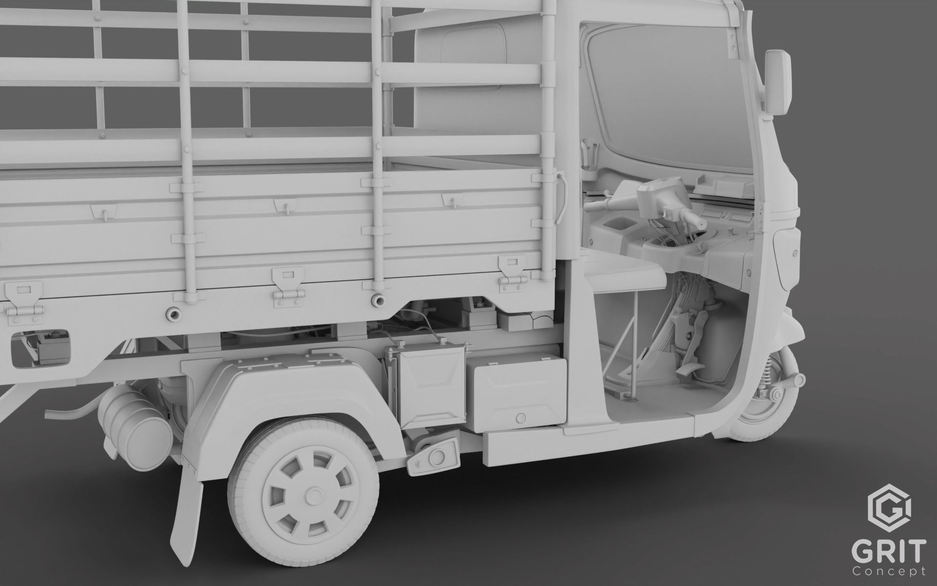 TRICYCLE - RICKSHAW - PIAGGIO - CARGO 3D MODEL Low-poly 3D model_25