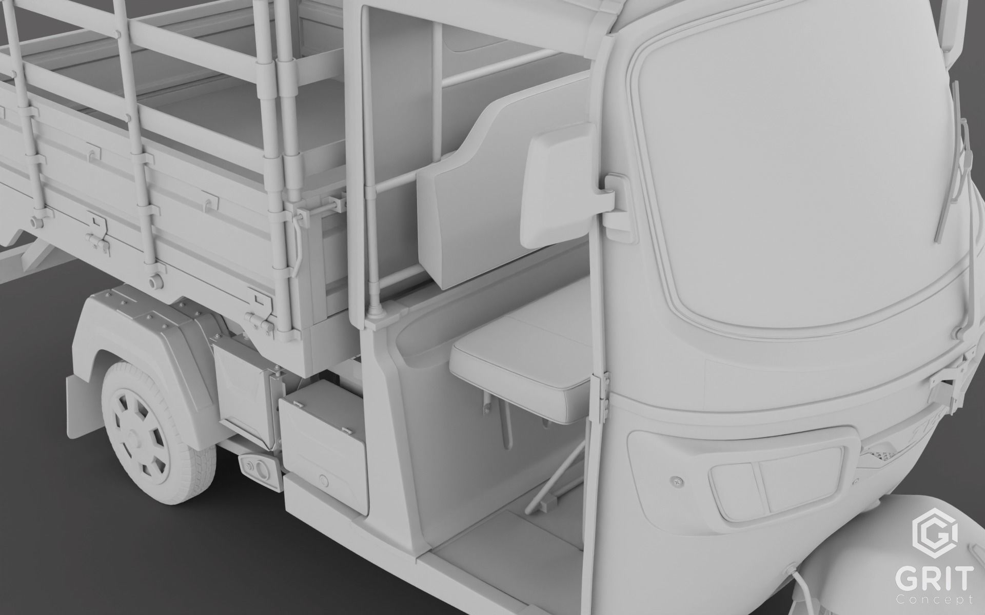 TRICYCLE - RICKSHAW - PIAGGIO - CARGO 3D MODEL Low-poly 3D model_40