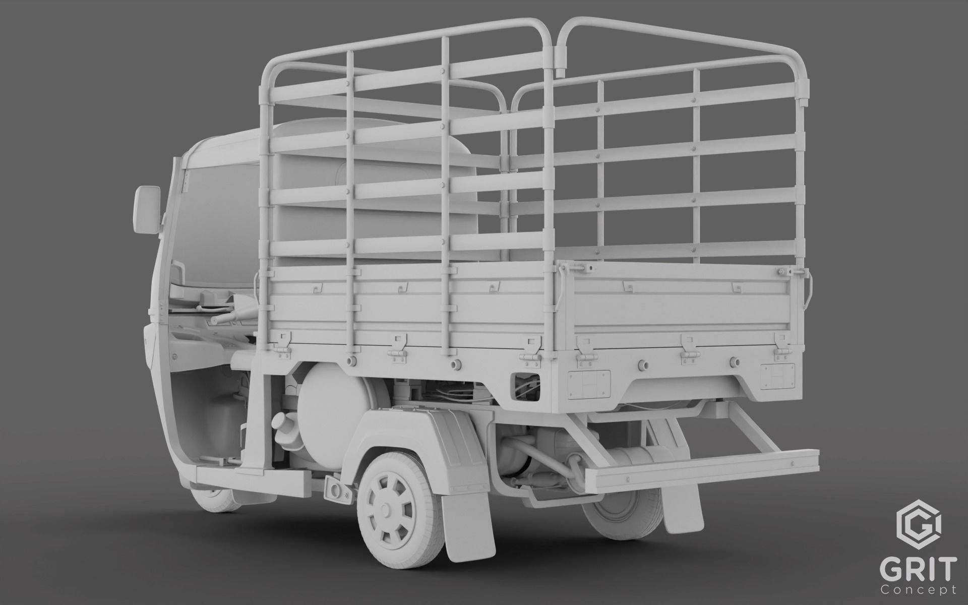 TRICYCLE - RICKSHAW - PIAGGIO - CARGO 3D MODEL Low-poly 3D model_8