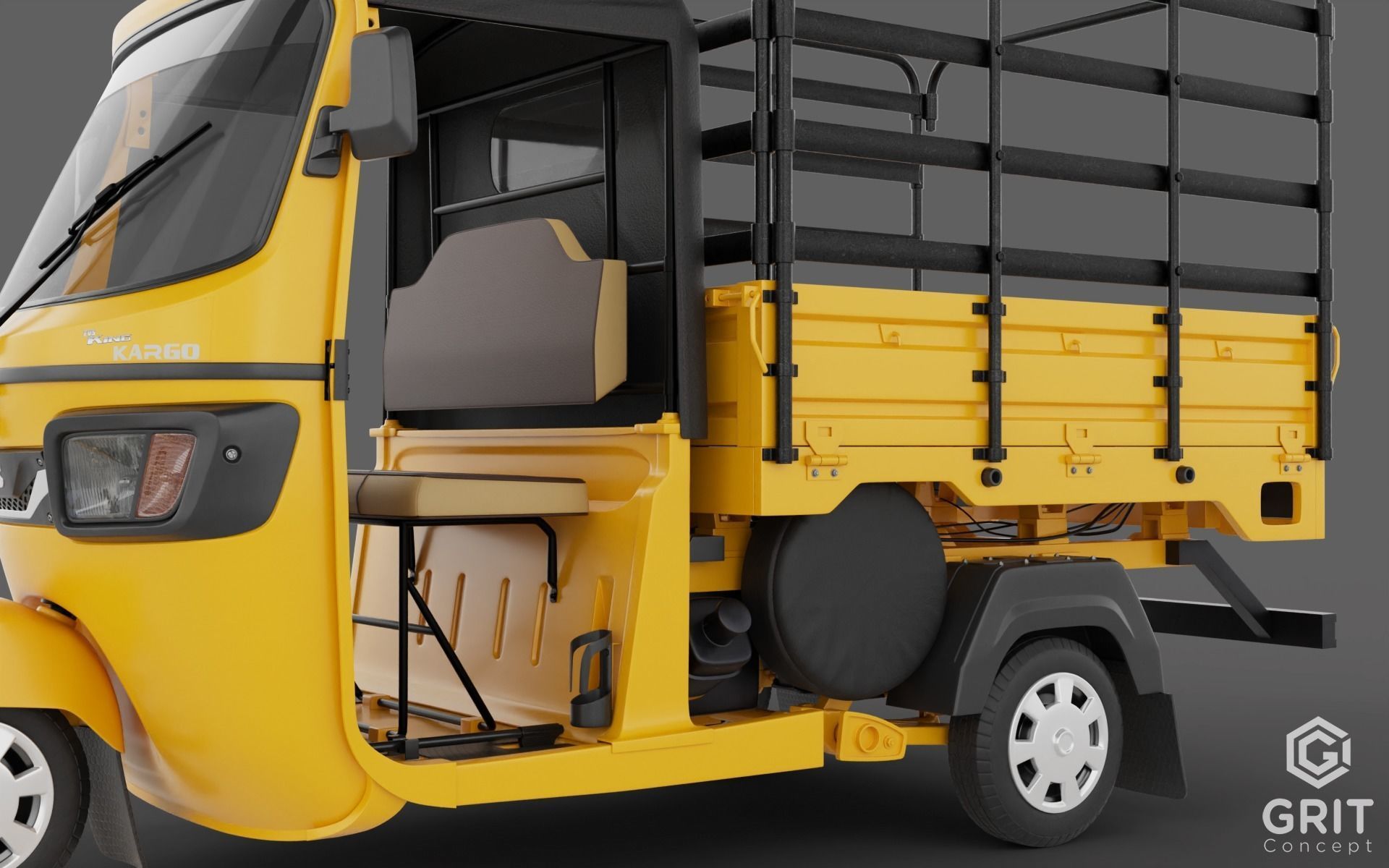 TRICYCLE - RICKSHAW - PIAGGIO - CARGO 3D MODEL Low-poly 3D model_42