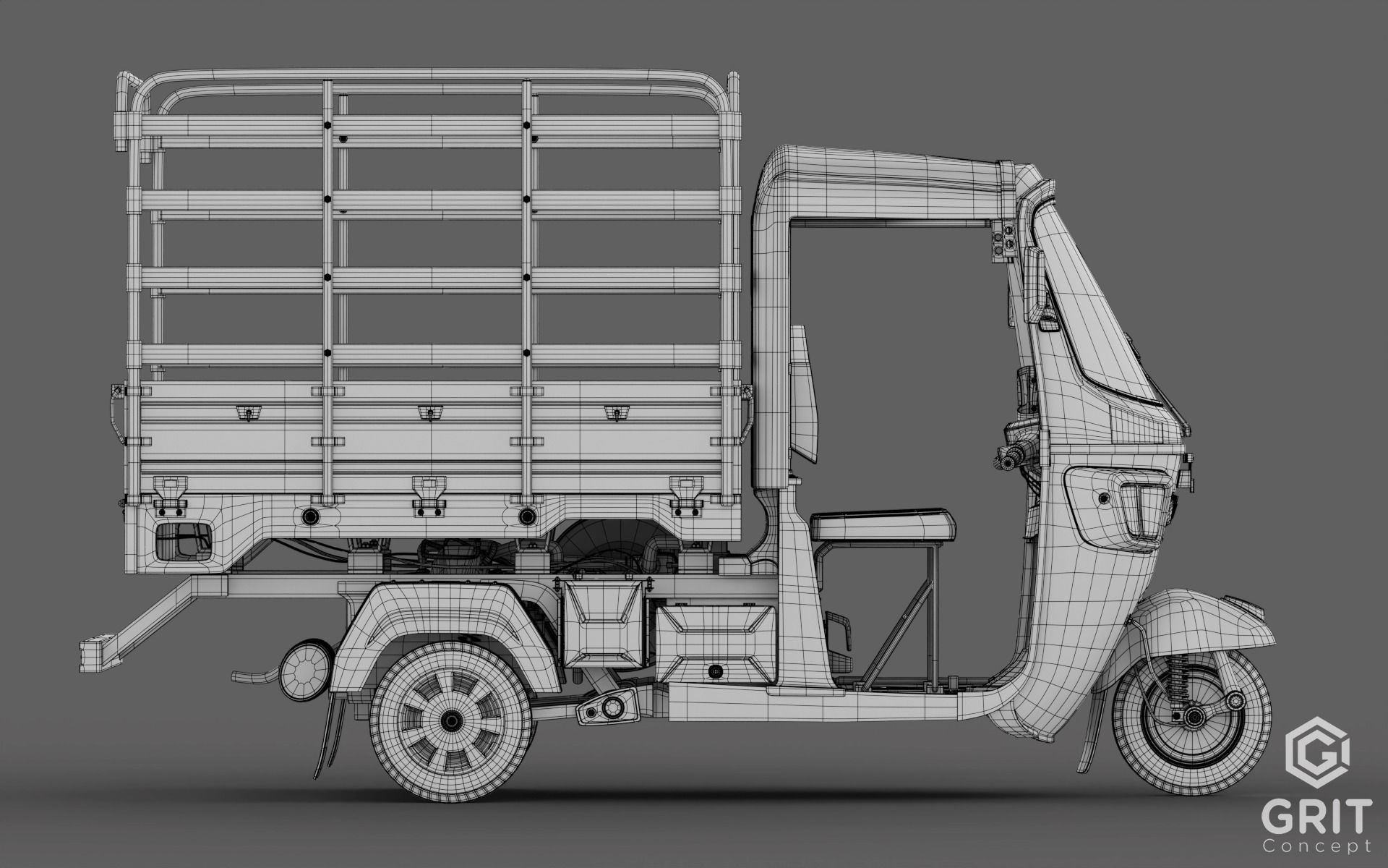 TRICYCLE - RICKSHAW - PIAGGIO - CARGO 3D MODEL Low-poly 3D model_20