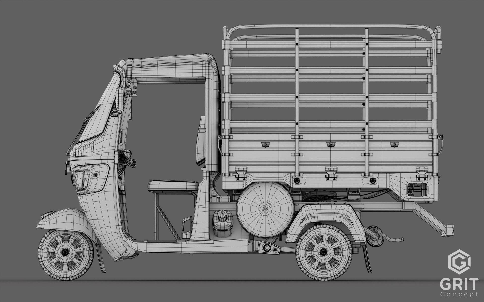 TRICYCLE - RICKSHAW - PIAGGIO - CARGO 3D MODEL Low-poly 3D model_17