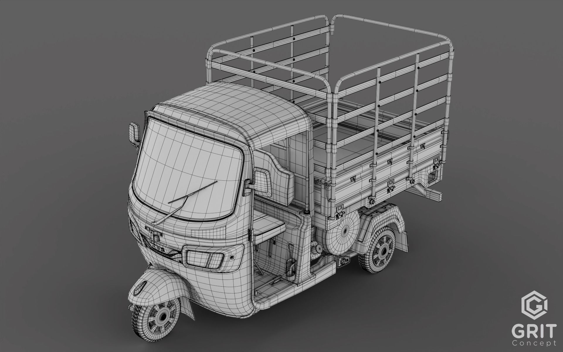 TRICYCLE - RICKSHAW - PIAGGIO - CARGO 3D MODEL Low-poly 3D model_32