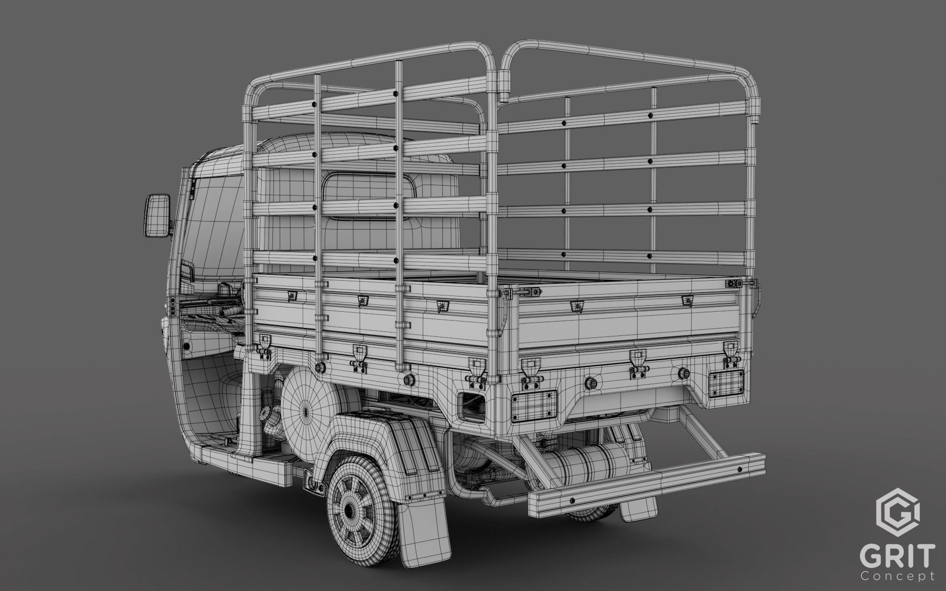 TRICYCLE - RICKSHAW - PIAGGIO - CARGO 3D MODEL Low-poly 3D model_53