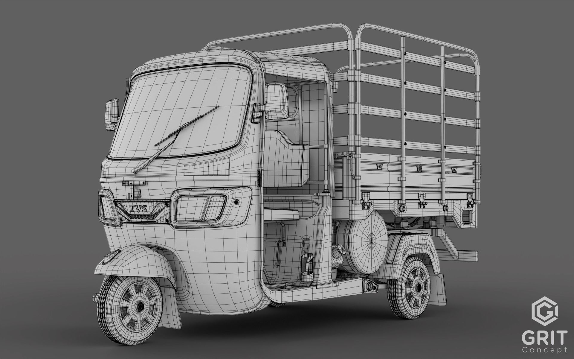 TRICYCLE - RICKSHAW - PIAGGIO - CARGO 3D MODEL Low-poly 3D model_4