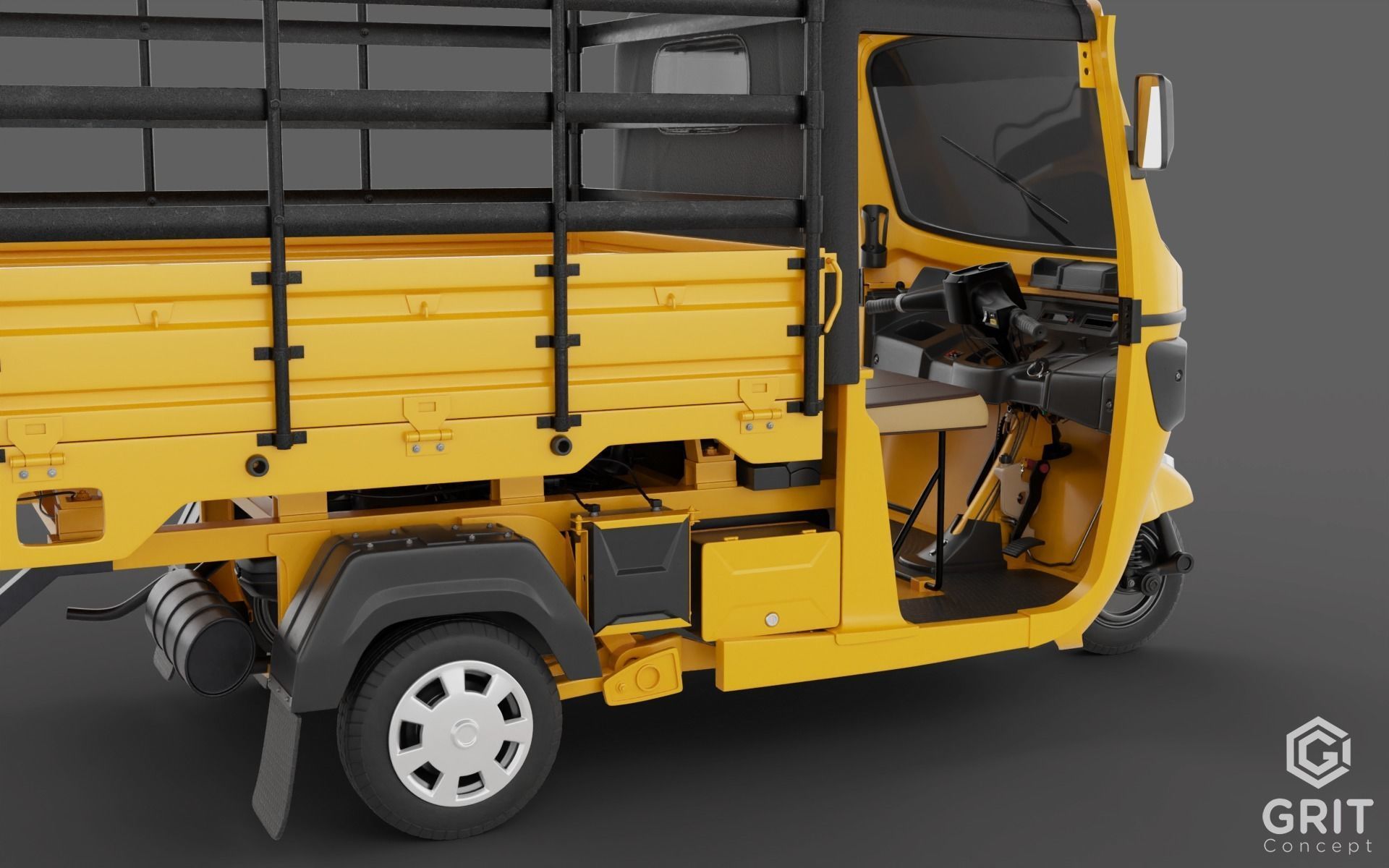 TRICYCLE - RICKSHAW - PIAGGIO - CARGO 3D MODEL Low-poly 3D model_24