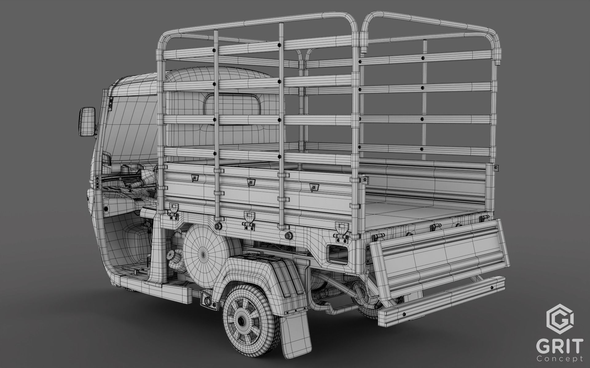 TRICYCLE - RICKSHAW - PIAGGIO - CARGO 3D MODEL Low-poly 3D model_56