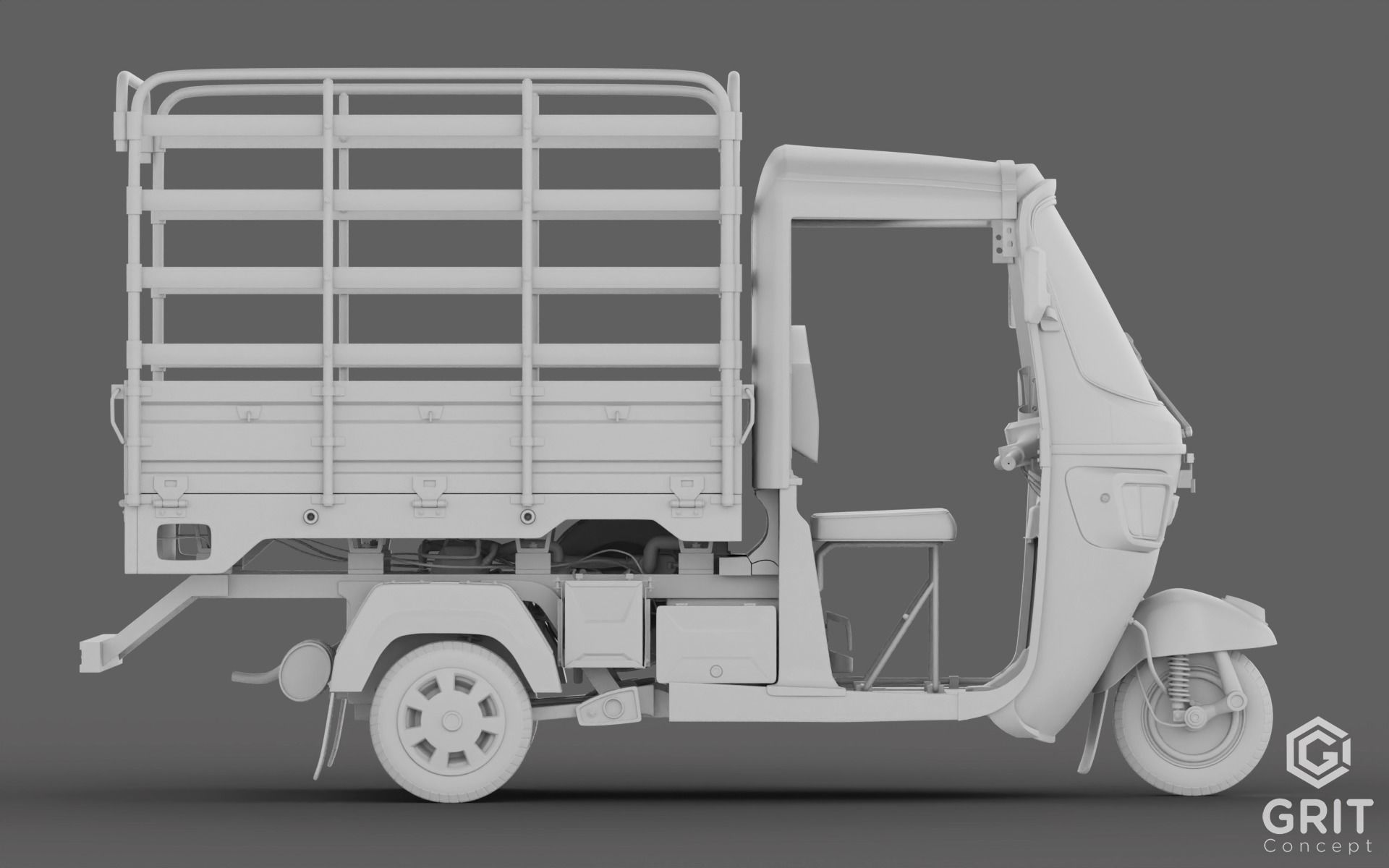 TRICYCLE - RICKSHAW - PIAGGIO - CARGO 3D MODEL Low-poly 3D model_19