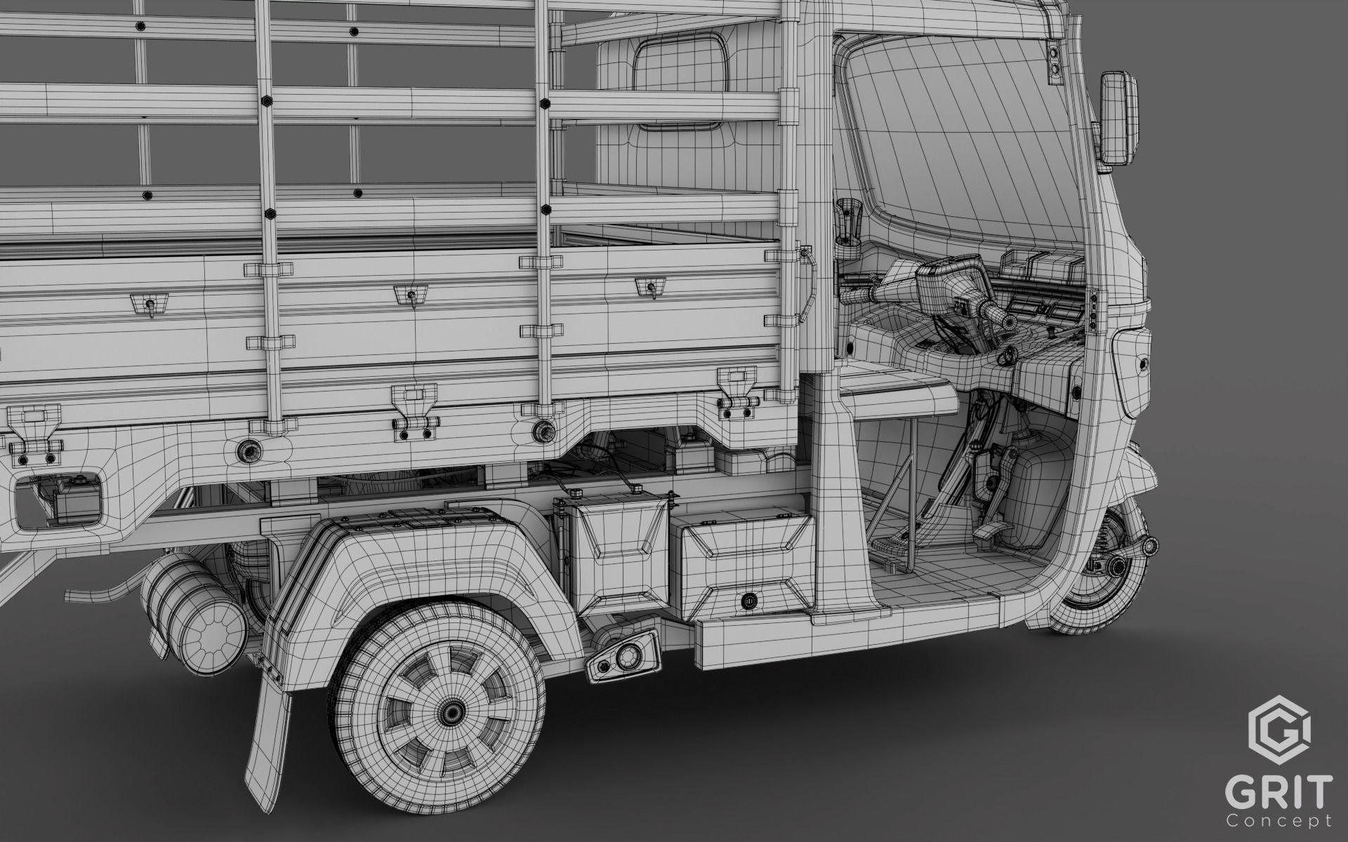 TRICYCLE - RICKSHAW - PIAGGIO - CARGO 3D MODEL Low-poly 3D model_26