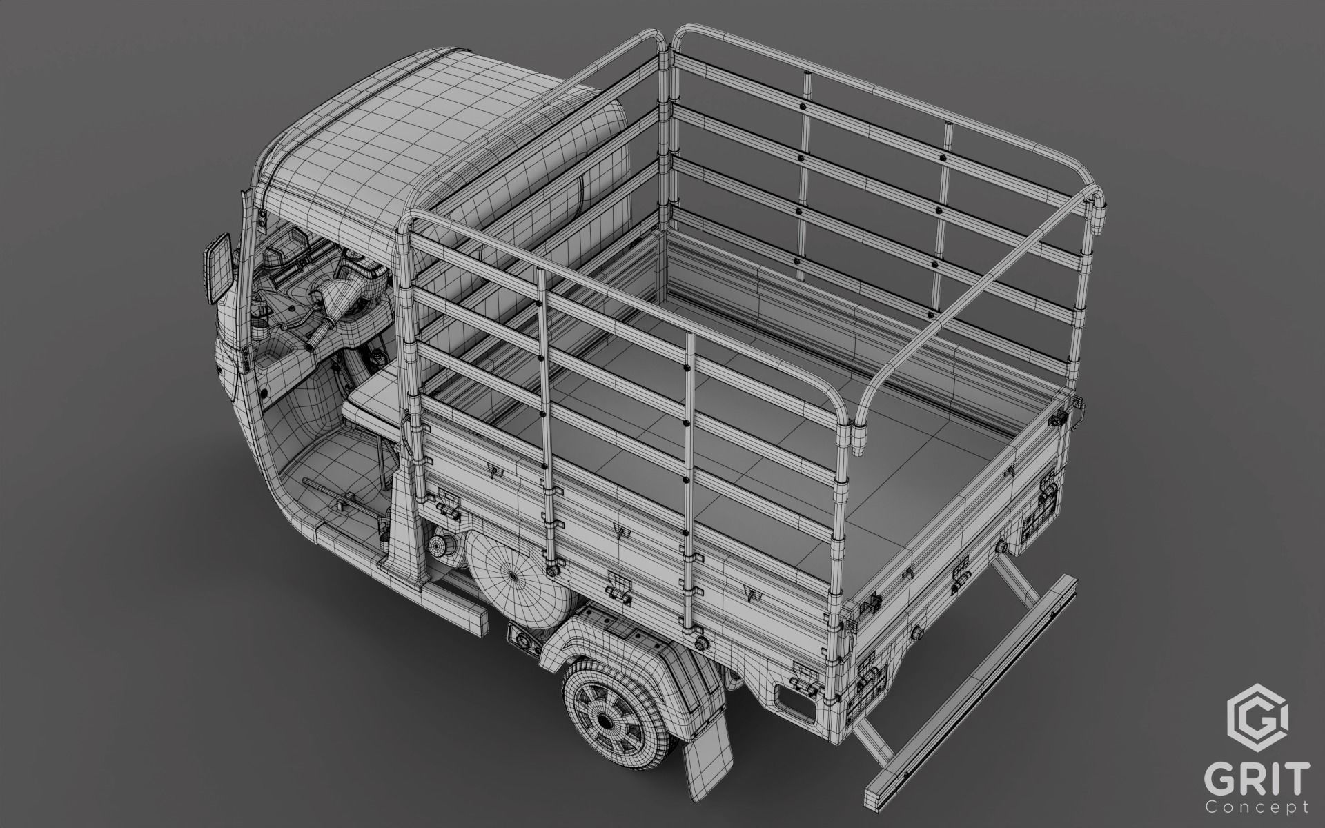 TRICYCLE - RICKSHAW - PIAGGIO - CARGO 3D MODEL Low-poly 3D model_29