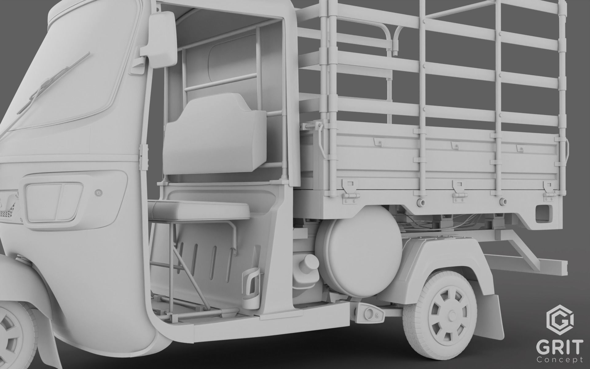 TRICYCLE - RICKSHAW - PIAGGIO - CARGO 3D MODEL Low-poly 3D model_43