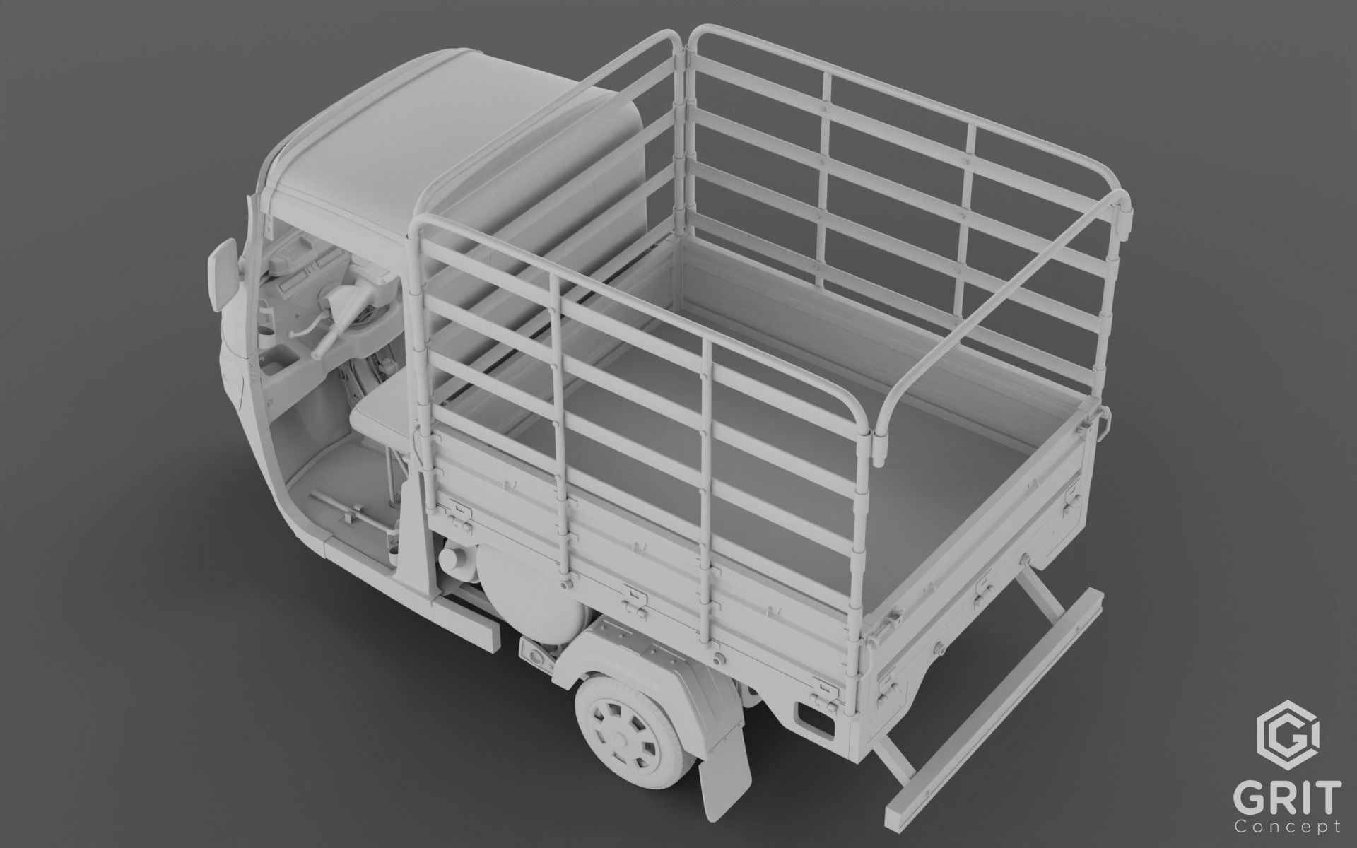 TRICYCLE - RICKSHAW - PIAGGIO - CARGO 3D MODEL Low-poly 3D model_28