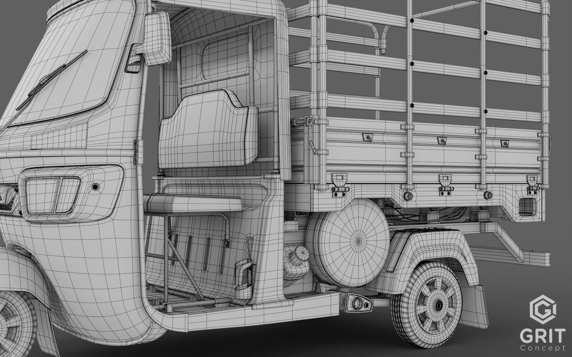 TRICYCLE - RICKSHAW - PIAGGIO - CARGO 3D MODEL Low-poly 3D model_44