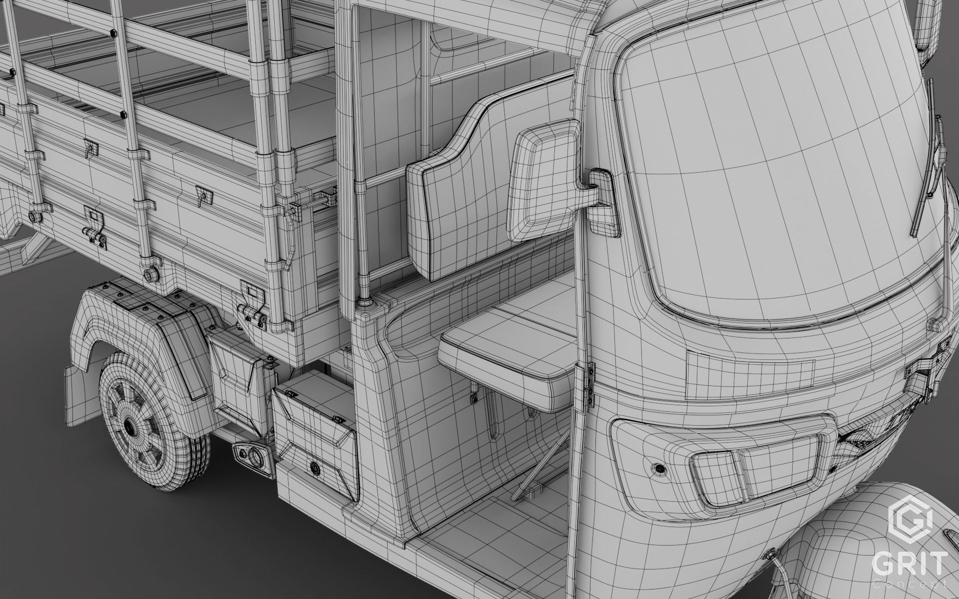 TRICYCLE - RICKSHAW - PIAGGIO - CARGO 3D MODEL Low-poly 3D model_41