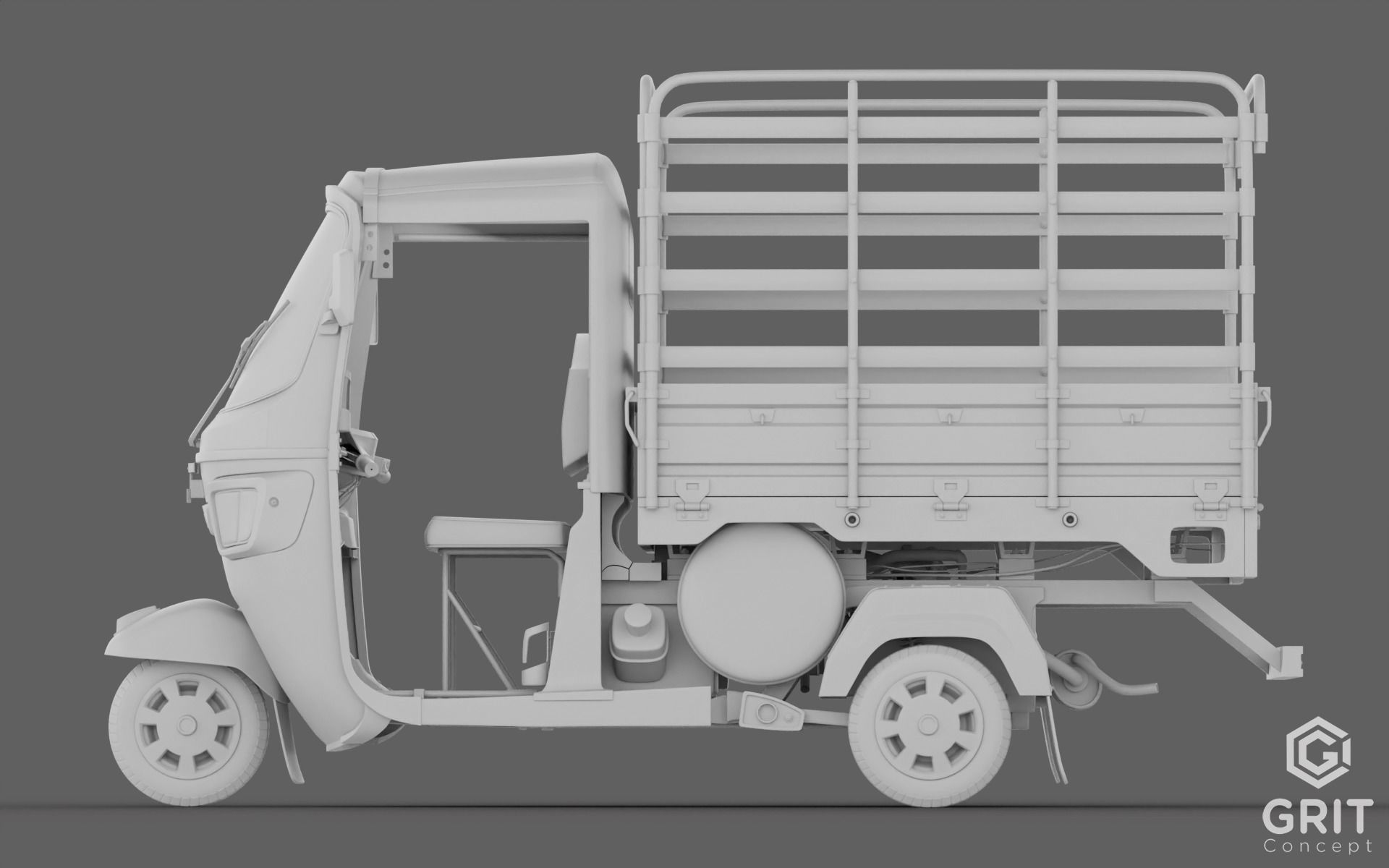 TRICYCLE - RICKSHAW - PIAGGIO - CARGO 3D MODEL Low-poly 3D model_16