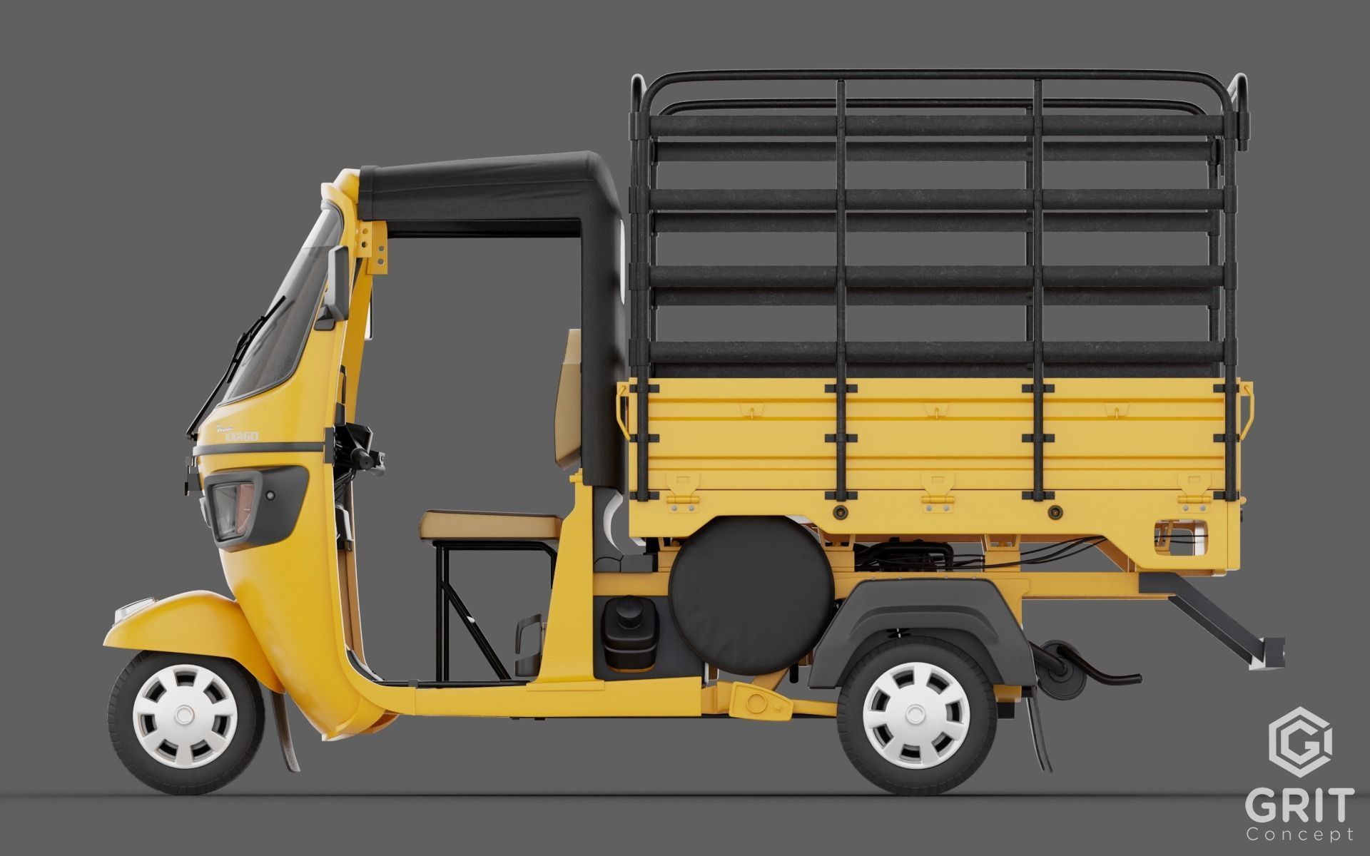 TRICYCLE - RICKSHAW - PIAGGIO - CARGO 3D MODEL Low-poly 3D model_15