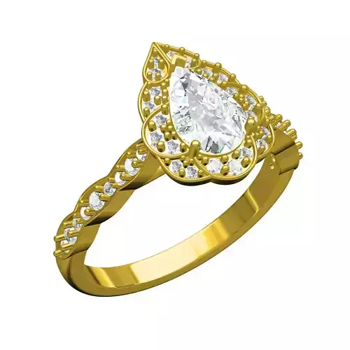 Vintage Pear Cut Diamond Engagement Ring